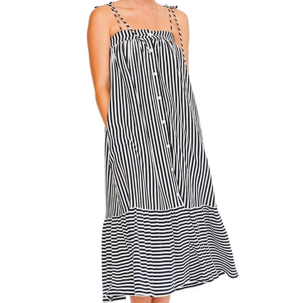 NWT MDS Stripes Easy Cami Dress Large Navy White